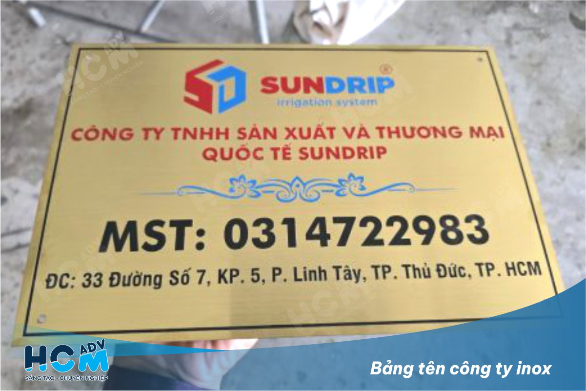 Bảng tên công ty inox vàng xước giá rẻ tại TP.HCM
