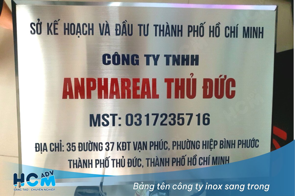 Bảng tên inox trắng Quảng Cáo HCM