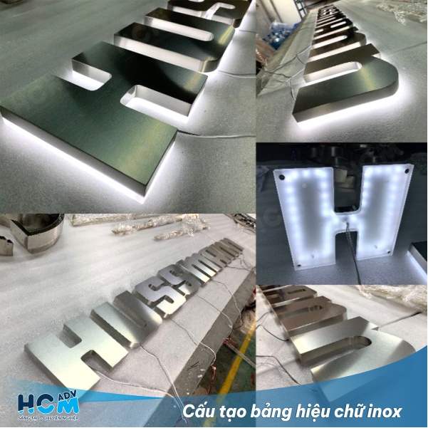 Cấu tạo Bảng hiệu chữ inox trắng tại HCM Cấu tạo Bảng hiệu chữ inox trắng tại HCM