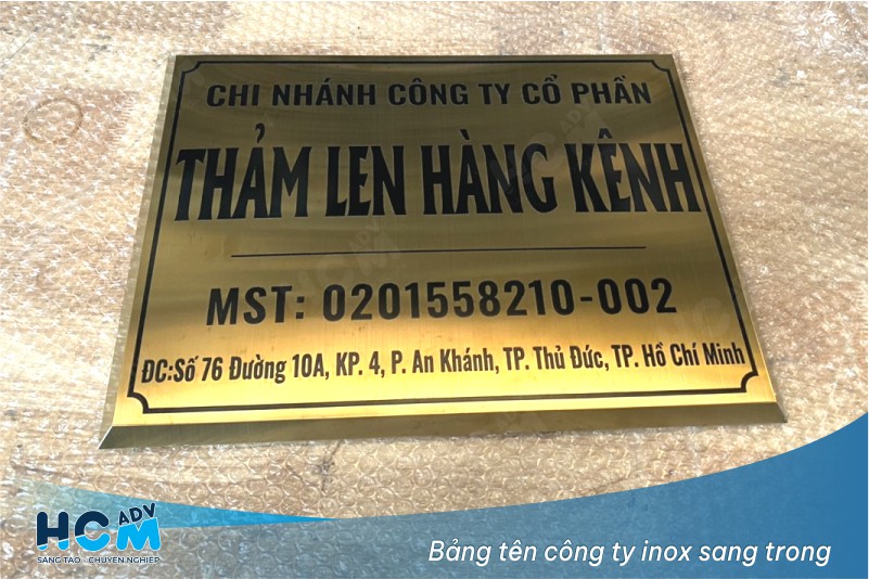 Gia công bảng tên công ty inox ăn mòn tại xưởng