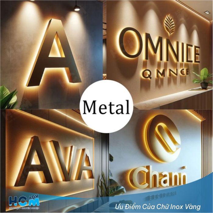 Gia công chữ inox vàng xước gắn logo công ty tại TP.HCM