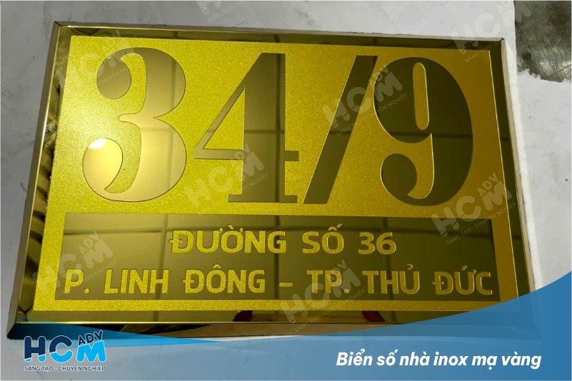 Gia công Biển số nhà inox mạ vàng ăn mòn tại Thủ Đức