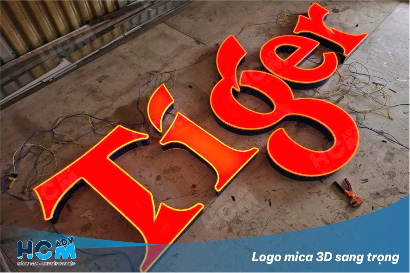 Gia công logo mica 3D gắn led cao cấp