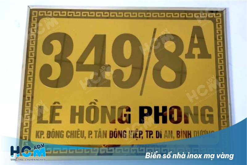 Làm biển số nhà inox mạ vàng tại xưởng Quảng Cáo HCM
