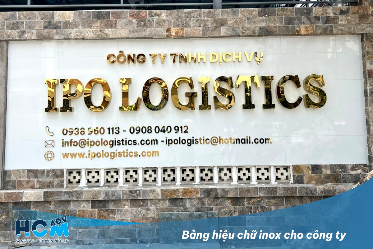 Mẫu bảng hiệu chữ inox vàng gương sang trọng tại TP.HCM