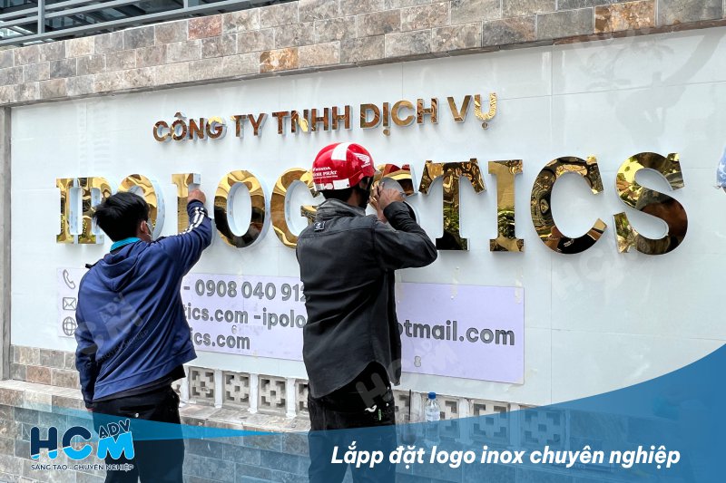 Thi công lắp đặt logo inox chuyên nghiệp - đúng quy trình- đảm bảo sản phẩm