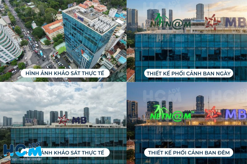 khảo sát vị trí thi công logo tòa nhà - Tư vấn và thiết kế logo toà nhà